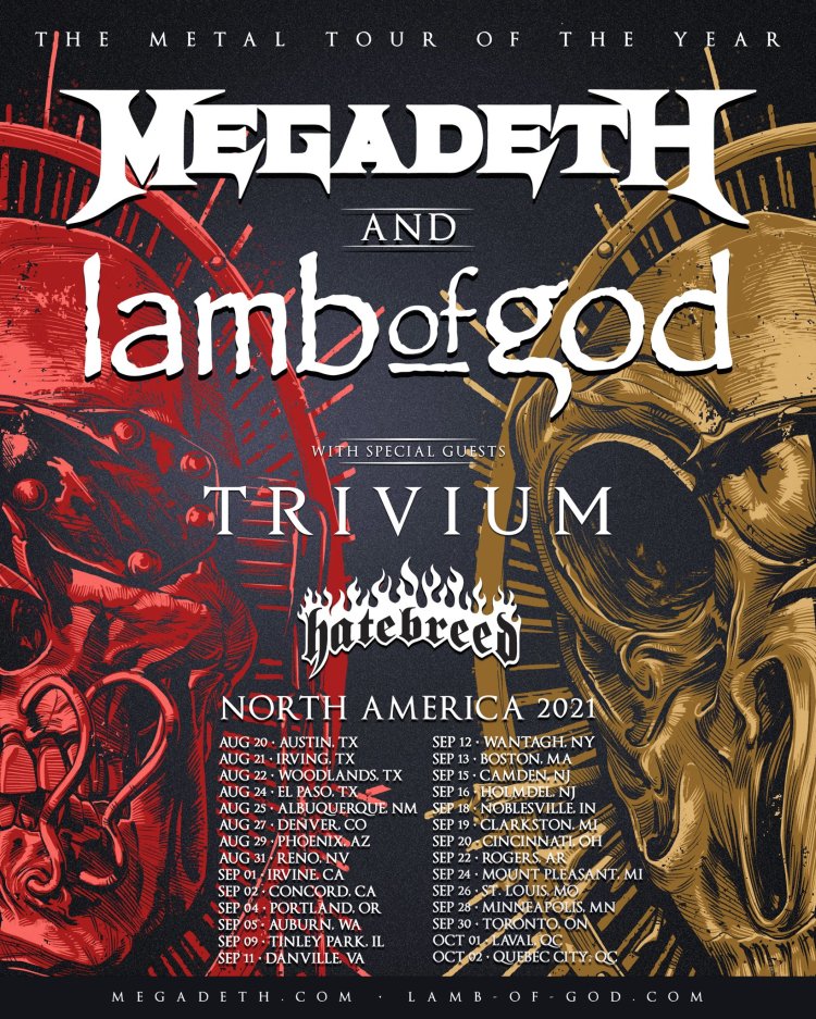 hatebreed tour dates 2021, HATEBREED Replace IN FLAMES On MEGADETH, LAMB OF GOD & TRIVIUM Tour
