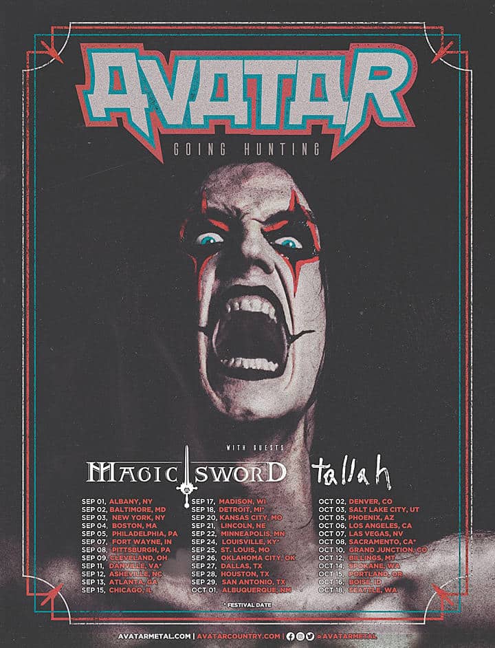 avatar tour dates, AVATAR Unveil Two New Songs ‘Going Hunting’ And ‘Barren Cloth Mother’ Ahead of 2021 U.S. Tour