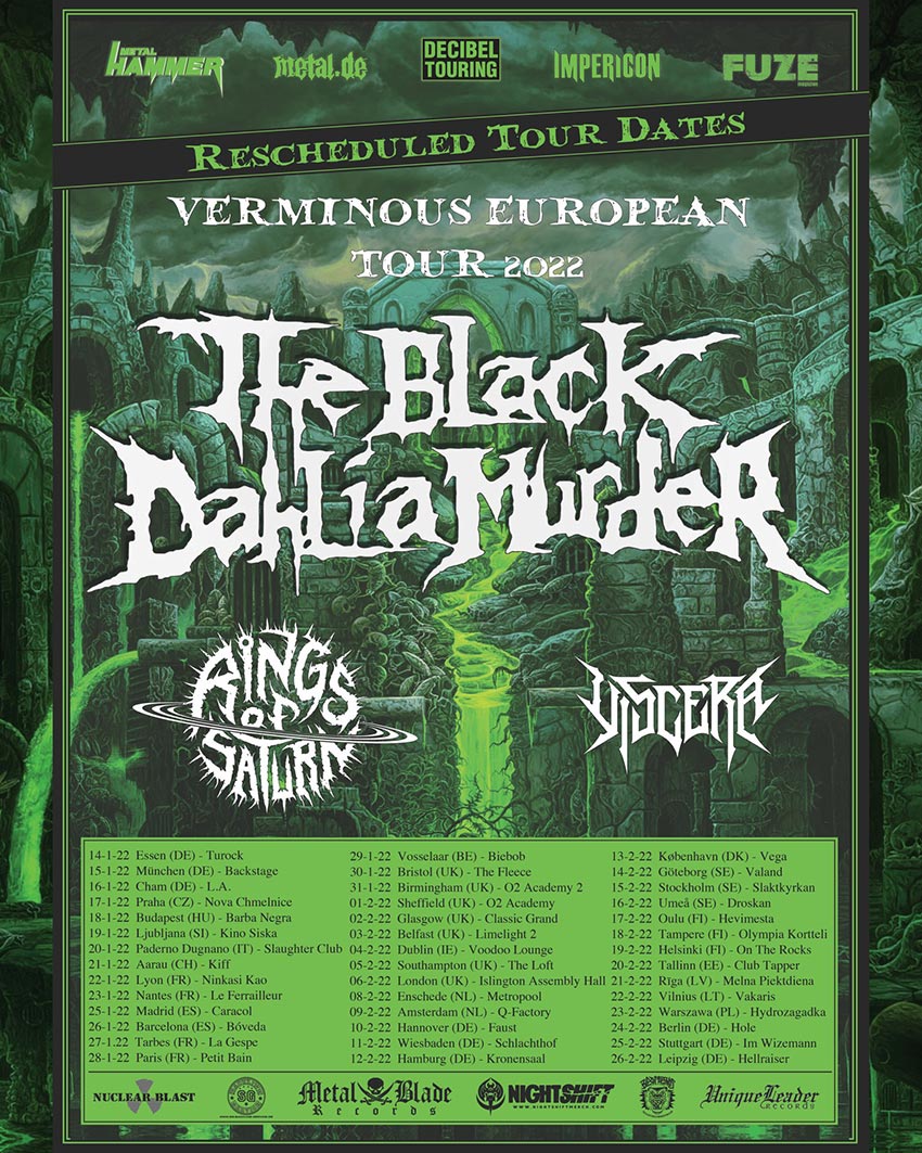 the black dahlia murder tour dates, THE BLACK DAHLIA MURDER, RINGS OF SATURN And VISCERA Cancel European/UK Tour