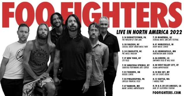 foo fighters tour dates 2022, FOO FIGHTERS Announce 2022 North American Tour Dates