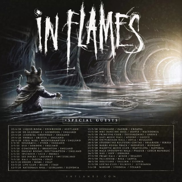 in flames tour dates, IN FLAMES Announce Rescheduled Dates For UK Tour