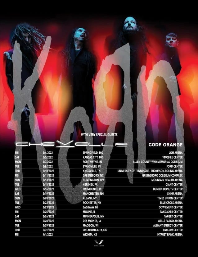korn chevelle tour dates, KORN Announce 2022 U.S. Tour Dates With CHEVELLE And CODE ORANGE