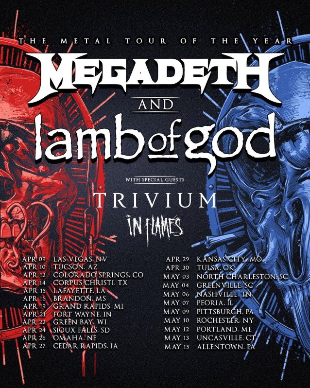 megadeth lamb of god tour dates, MEGADETH And LAMB OF GOD Announce Second Leg Of ‘The Metal Tour Of The Year’ With TRIVIUM And IN FLAMES